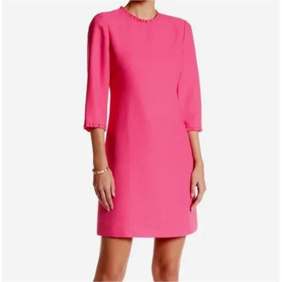 Kate Spade 8 Dizzy Pink Ruffle Trim Flare Crepe Short Dress - Picture 1 of 6